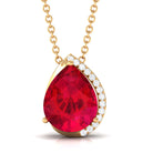 Vibrant Grown Labs-Minimal Lab Created Ruby Pendant Necklace with Diamond