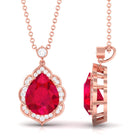 Vibrant Grown Labs-Created Ruby Statement Pendant Necklace with Diamond Halo