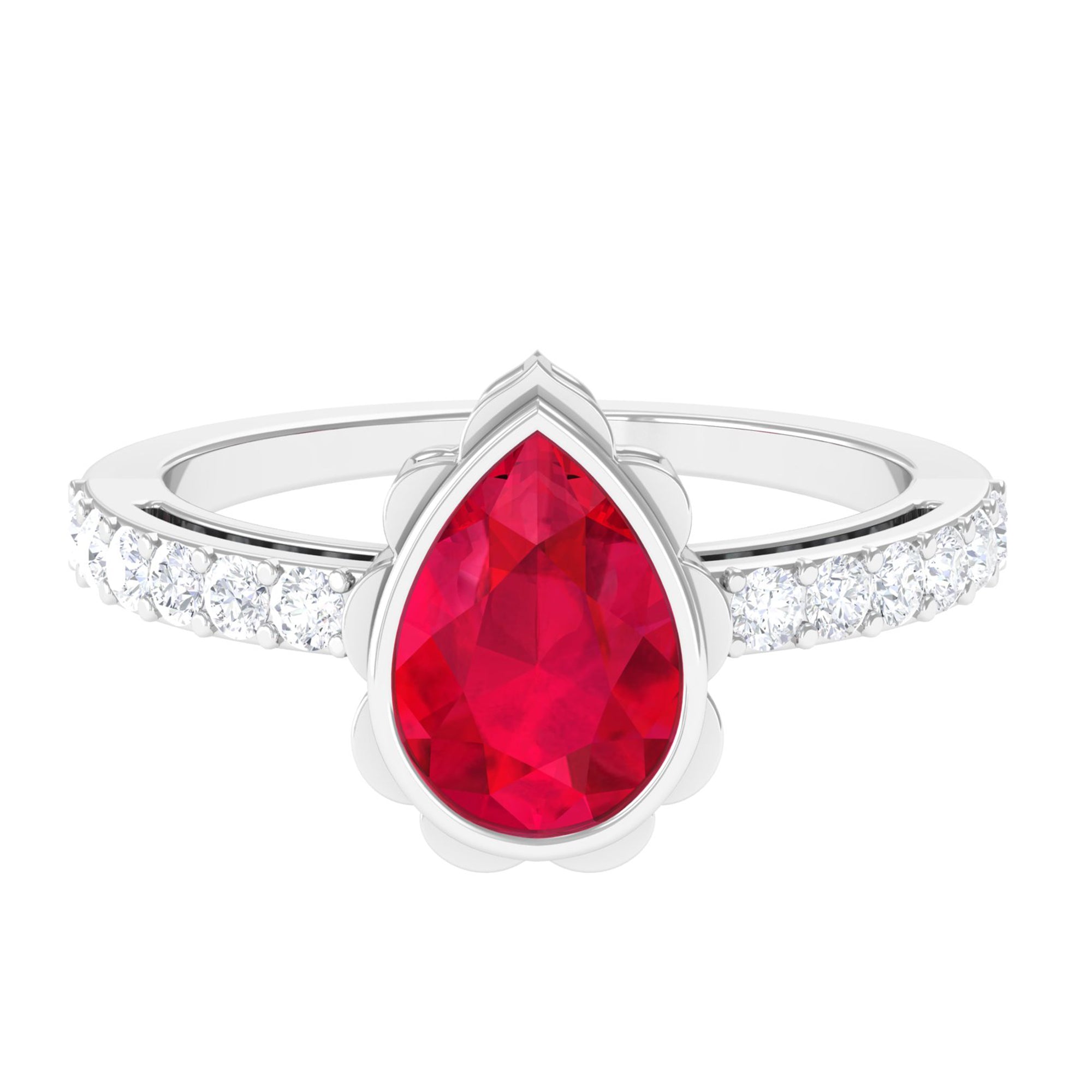 Vibrant Grown Labs-Statement Lab Created Ruby Solitaire Teardrop Ring