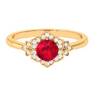 Vibrant Grown Labs-Nature Inspired Lab Created Ruby Engagement Ring with Accent