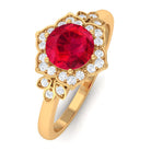 Vibrant Grown Labs-Nature Inspired Lab Created Ruby Engagement Ring with Accent