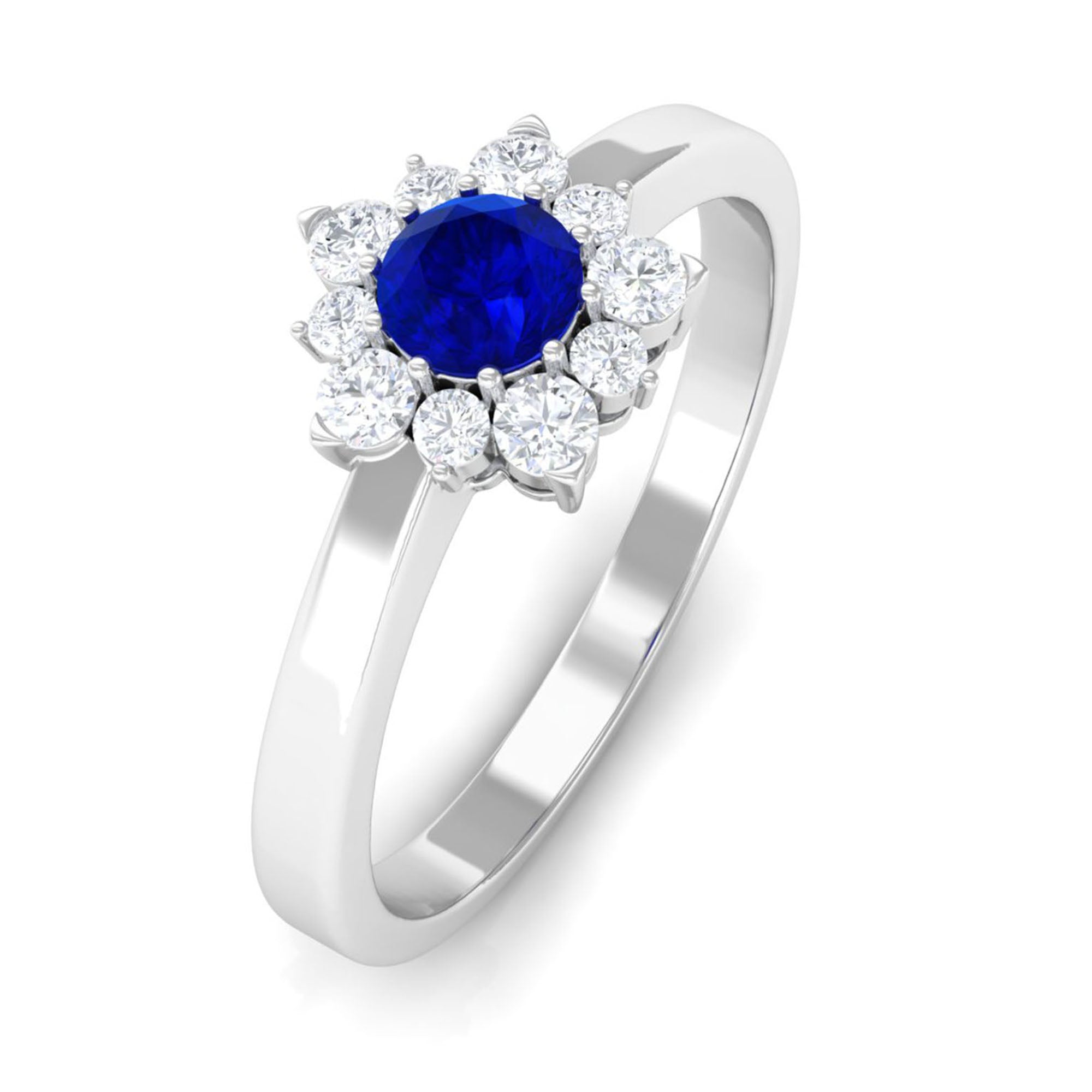 Nature Inspired Lab Created Blue Sapphire Promise Ring Lab Created Blue Sapphire - ( AAAA ) - Quality - Vibrant Grown Labs