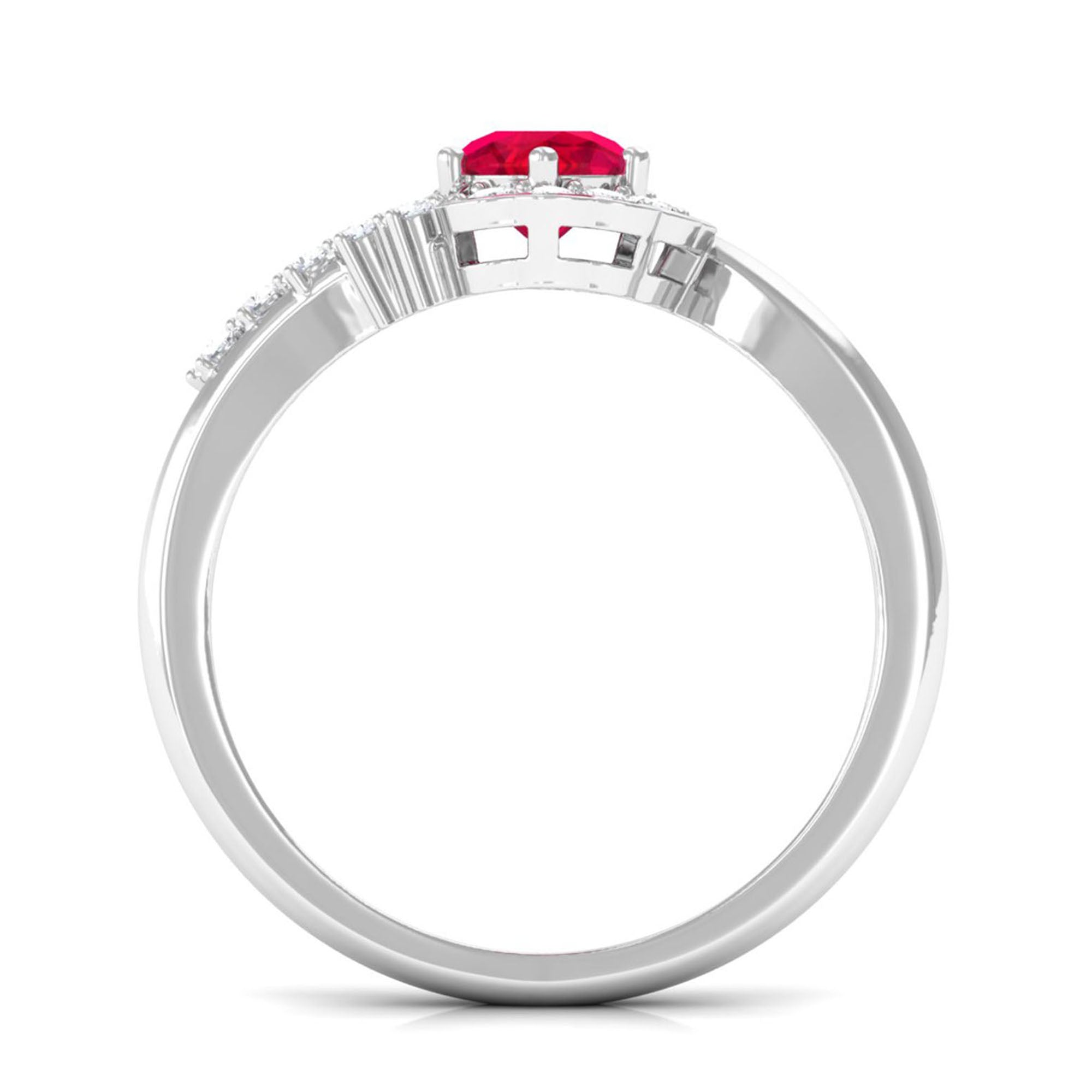 Vibrant Grown Labs-Lab Grown Ruby Minimal Promise Ring with Halo