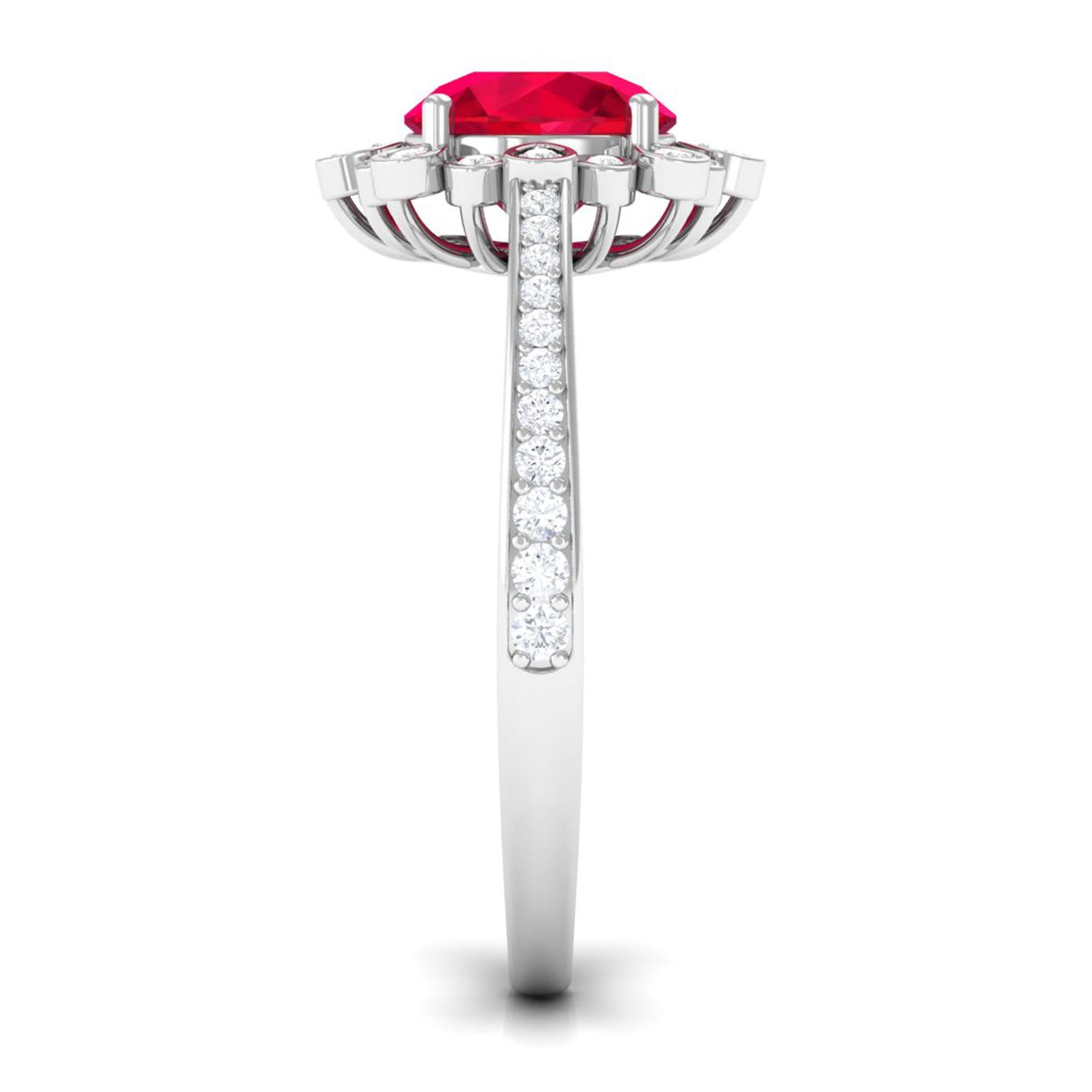 Vibrant Grown Labs-Lab Grown Ruby Vintage Engagement Ring with Lab Grown Diamond